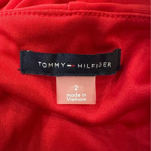 Tommy Hilfiger Red Matte Jersey Pleated Midi Dress Size 2 - Picture 9 of 11
